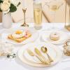 imageNervure 100PCS Pink and Gold Plastic Plates  1025 inch Pink Disposable Plates with Gold Rim  Party Plate  Dinner Plate Ideal for Wedding ampamp PartyIvory and Gold
