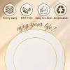 imageNervure 100PCS Pink and Gold Plastic Plates  1025 inch Pink Disposable Plates with Gold Rim  Party Plate  Dinner Plate Ideal for Wedding ampamp PartyIvory and Gold