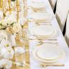 imageNervure 100PCS Pink and Gold Plastic Plates  1025 inch Pink Disposable Plates with Gold Rim  Party Plate  Dinner Plate Ideal for Wedding ampamp PartyIvory and Gold