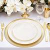 imageNervure 100PCS Pink and Gold Plastic Plates  1025 inch Pink Disposable Plates with Gold Rim  Party Plate  Dinner Plate Ideal for Wedding ampamp PartyIvory and Gold