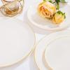 imageNervure 100PCS Pink and Gold Plastic Plates  1025 inch Pink Disposable Plates with Gold Rim  Party Plate  Dinner Plate Ideal for Wedding ampamp PartyIvory and Gold