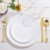 imageNervure 100PCS Pink and Gold Plastic Plates  1025 inch Pink Disposable Plates with Gold Rim  Party Plate  Dinner Plate Ideal for Wedding ampamp PartyWhite