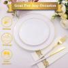 imageNervure 100PCS Pink and Gold Plastic Plates  1025 inch Pink Disposable Plates with Gold Rim  Party Plate  Dinner Plate Ideal for Wedding ampamp PartyWhite and Gold