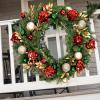 imageNervure 24 Inch Christmas Wreath Decorations  Christmas Door Wreath with Magnolia Flowers Pine Cone Christmas Ball Ornaments Apple and Berries for Front Door Home Wall Window Indoor Outdoor DecorGreen red gold
