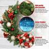 imageNervure 24 Inch Christmas Wreath Decorations  Christmas Door Wreath with Magnolia Flowers Pine Cone Christmas Ball Ornaments Apple and Berries for Front Door Home Wall Window Indoor Outdoor DecorGreen red gold
