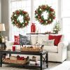 imageNervure 24 Inch Christmas Wreath Decorations  Christmas Door Wreath with Magnolia Flowers Pine Cone Christmas Ball Ornaments Apple and Berries for Front Door Home Wall Window Indoor Outdoor DecorGreen red gold