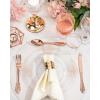 imageNervure 350PCS Ivory Plastic Plates  Ivory Gold Plastic Dinnerware Sets for 50 Guests  100 Gold Disposable Plates 50 Pre Rolled Silverware Sets 50 Cups Perfect for Wedding ampamp PartyRose Gold