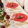 imageNervure 350PCS Ivory Plastic Plates  Ivory Gold Plastic Dinnerware Sets for 50 Guests  100 Gold Disposable Plates 50 Pre Rolled Silverware Sets 50 Cups Perfect for Wedding ampamp PartyRed