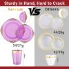 imageNervure 350PCS Ivory Plastic Plates  Ivory Gold Plastic Dinnerware Sets for 50 Guests  100 Gold Disposable Plates 50 Pre Rolled Silverware Sets 50 Cups Perfect for Wedding ampamp PartyPurple