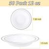imageNervure 50 Pack Plastic Bowls with Silver Rim  12oz Disposable Soup Bowls  Heavy Duty Dessert ampamp Salad Bowl ampamp Ice Cream Bowl for Weddings Parties Dinners Catering and Everyday UseSilver