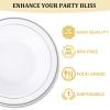 imageNervure 50 Pack Plastic Bowls with Silver Rim  12oz Disposable Soup Bowls  Heavy Duty Dessert ampamp Salad Bowl ampamp Ice Cream Bowl for Weddings Parties Dinners Catering and Everyday UseSilver