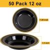 imageNervure 50 Pack Plastic Bowls with Silver Rim  12oz Disposable Soup Bowls  Heavy Duty Dessert ampamp Salad Bowl ampamp Ice Cream Bowl for Weddings Parties Dinners Catering and Everyday UseBlack
