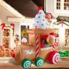imageNervure 75Ft Christmas Train Inflatable With Gingerbread Man  Blow Up Decoration With Builtin LED Lights for Outdoor Lawn Garden Yard DecorGingerbread Man