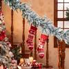 imageNervure 9FT Real Touch Christmas Artificial Norfolk Pine Flocked Garland with 50 Warm White LED Lights PreLit Cedar Battery Powered for Home Fireplace Indoor Holiday Xmas Decor