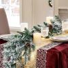 imageNervure 9FT Real Touch Christmas Artificial Norfolk Pine Flocked Garland with 50 Warm White LED Lights PreLit Cedar Battery Powered for Home Fireplace Indoor Holiday Xmas Decor