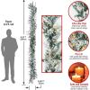 imageNervure 9FT Real Touch Christmas Artificial Norfolk Pine Flocked Garland with 50 Warm White LED Lights PreLit Cedar Battery Powered for Home Fireplace Indoor Holiday Xmas Decor