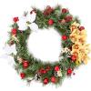imageNervure 24 Inch Christmas Wreath Decorations  Christmas Door Wreath with Magnolia Flowers Pine Cone Christmas Ball Ornaments Apple and Berries for Front Door Home Wall Window Indoor Outdoor DecorGreen red