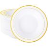 imageNervure 50 Pack Plastic Bowls with Silver Rim  12oz Disposable Soup Bowls  Heavy Duty Dessert ampamp Salad Bowl ampamp Ice Cream Bowl for Weddings Parties Dinners Catering and Everyday UseWhite