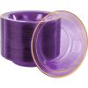 imageNervure 50 Pack Plastic Bowls with Silver Rim  12oz Disposable Soup Bowls  Heavy Duty Dessert ampamp Salad Bowl ampamp Ice Cream Bowl for Weddings Parties Dinners Catering and Everyday UsePurple