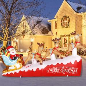 imageNervure 75Ft Christmas Train Inflatable With Gingerbread Man  Blow Up Decoration With Builtin LED Lights for Outdoor Lawn Garden Yard DecorReindeer