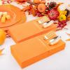 imageNervure 100PCS Black Paper Napkins with Builtin Flatware Pocket  Black and Gold Prefolded Cloth Like Disposable Napkins  HeavyDuty LinenFeel Dinner Napkins for Party ampamp Halloween ampamp Fathers DayOrange