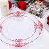 imageNervure 100PCS Clear and Black Plastic Plates  Clear Disposable Plates Set 50PCS 1025quot Dinner Plate ampamp 50PCS 75quot Dessert Plates Perfect for Wedding ampamp Party ampamp New YearClear Red