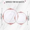 imageNervure 100PCS Clear and Black Plastic Plates  Clear Disposable Plates Set 50PCS 1025quot Dinner Plate ampamp 50PCS 75quot Dessert Plates Perfect for Wedding ampamp Party ampamp New YearClear Red