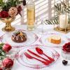 imageNervure 100PCS Clear and Black Plastic Plates  Clear Disposable Plates Set 50PCS 1025quot Dinner Plate ampamp 50PCS 75quot Dessert Plates Perfect for Wedding ampamp Party ampamp New YearClear Red