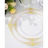 imageNervure 100PCS Clear and Gold Plastic Plates  1025Inch Gold Disposable Plates  Heavyweight Dinner Plate for Wedding ampamp Party ampamp ThanksgivingClear