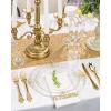 imageNervure 100PCS Clear and Gold Plastic Plates  1025Inch Gold Disposable Plates  Heavyweight Dinner Plate for Wedding ampamp Party ampamp ThanksgivingClear
