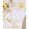 imageNervure 100PCS Clear and Gold Plastic Plates  1025Inch Gold Disposable Plates  Heavyweight Dinner Plate for Wedding ampamp Party ampamp ThanksgivingGold