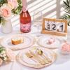 imageNervure 100PCS Clear and Gold Plastic Plates  1025Inch Gold Disposable Plates  Heavyweight Dinner Plate for Wedding ampamp Party ampamp ThanksgivingPink