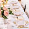 imageNervure 100PCS Clear and Gold Plastic Plates  1025Inch Gold Disposable Plates  Heavyweight Dinner Plate for Wedding ampamp Party ampamp ThanksgivingPink