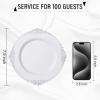 imageNervure 100PCS Clear and Gold Plastic Plates  1025Inch Gold Disposable Plates  Heavyweight Dinner Plate for Wedding ampamp Party ampamp ThanksgivingSilver