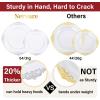 imageNervure 100PCS Clear and Gold Plastic Plates  1025Inch Gold Disposable Plates  Heavyweight Dinner Plate for Wedding ampamp Party ampamp ThanksgivingSilver
