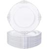 imageNervure 100PCS Clear and Gold Plastic Plates  1025Inch Gold Disposable Plates  Heavyweight Dinner Plate for Wedding ampamp Party ampamp ThanksgivingSilver