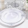 imageNervure 100PCS Clear and Gold Plastic Plates  1025Inch Gold Disposable Plates  Heavyweight Dinner Plate for Wedding ampamp Party ampamp ThanksgivingSilver