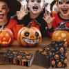 imageNervure 100PCS Halloween Paper Napkins  Disposable Halloween Pumpkin Napkins with Skeleton and Bat  3 Ply Halloween Hand Towels for Dinner Party Bathroom Decoration