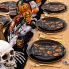 imageNervure 100PCS Halloween Paper Napkins  Disposable Halloween Pumpkin Napkins with Skeleton and Bat  3 Ply Halloween Hand Towels for Dinner Party Bathroom Decoration