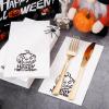 imageNervure 100PCS Halloween Paper Napkins  White Disposable Napkins with Black Pumpkin  Paper Hand Towels Decorative Dessert Dinner Hand Napkin for Halloween Party Home Kitchen BathroomWhite