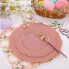 imageNervure 100PCS Mauve Pink Plastic Plates With Gold Rim  Mauve and Gold Disposable Plates with Mauve Handle For Wedding ampamp Party Serve for 20 GuestsMauve