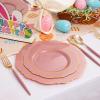 imageNervure 100PCS Mauve Pink Plastic Plates With Gold Rim  Mauve and Gold Disposable Plates with Mauve Handle For Wedding ampamp Party Serve for 20 GuestsMauve