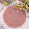 imageNervure 100PCS Mauve Pink Plastic Plates With Gold Rim  Mauve and Gold Disposable Plates with Mauve Handle For Wedding ampamp Party Serve for 20 GuestsMauve