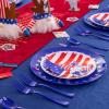 imageNervure 125PCS 4th of July Plastic Plates  Disposable Independence Day Plastic Plates  Patriotic Plastic Plates Include 25 Dinner Plates 25 Dessert Plates 25 Forks 25 Knives 25 Spoons for Party