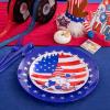 imageNervure 125PCS 4th of July Plastic Plates  Disposable Independence Day Plastic Plates  Patriotic Plastic Plates Include 25 Dinner Plates 25 Dessert Plates 25 Forks 25 Knives 25 Spoons for Party