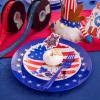 imageNervure 125PCS 4th of July Plastic Plates  Disposable Independence Day Plastic Plates  Patriotic Plastic Plates Include 25 Dinner Plates 25 Dessert Plates 25 Forks 25 Knives 25 Spoons for Party