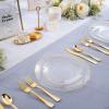 imageNervure 125PCS Christmas Plastic Plates  Disposable White and Gold Rim Plates Include 25 Dinner Plate 25 Salad Plate 25 Forks 25 Knives 25 Spoons for Christmas ampamp Parties ampamp Fathers DayGold
