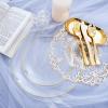 imageNervure 125PCS Christmas Plastic Plates  Disposable White and Gold Rim Plates Include 25 Dinner Plate 25 Salad Plate 25 Forks 25 Knives 25 Spoons for Christmas ampamp Parties ampamp Fathers DayGold