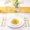 imageNervure 125PCS Christmas Plastic Plates  Disposable White and Gold Rim Plates Include 25 Dinner Plate 25 Salad Plate 25 Forks 25 Knives 25 Spoons for Christmas ampamp Parties ampamp Fathers DayWhite