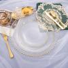 imageNervure 125PCS Christmas Plastic Plates  Disposable White and Gold Rim Plates Include 25 Dinner Plate 25 Salad Plate 25 Forks 25 Knives 25 Spoons for Christmas ampamp Parties ampamp Fathers DayGold